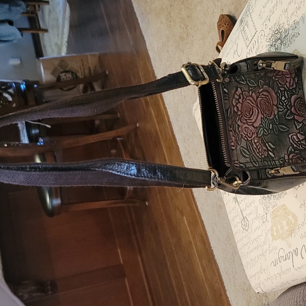 Leather Rose Crossbody or Shoulder Mini Purse